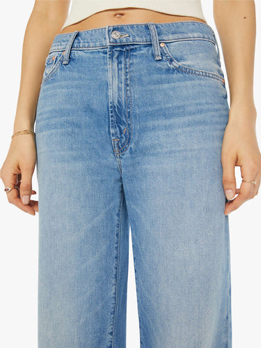 High-Waist-Jeans mit weitem Bein in Blau