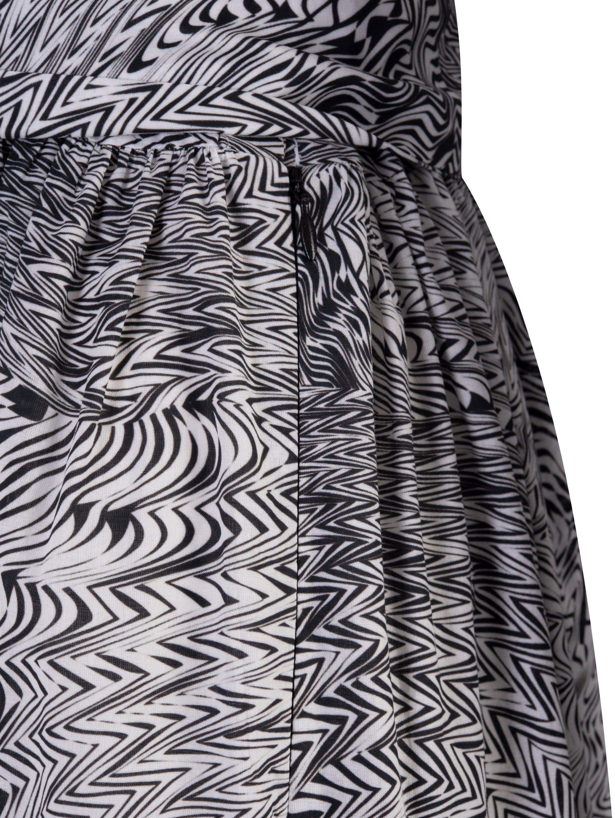 Chemisier Dress with Black/White Geometric Print