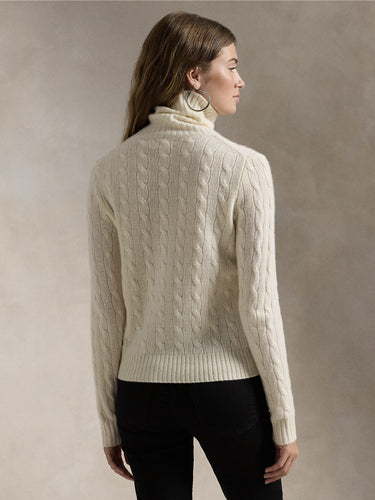 Maglia con Collo Alto a Trecce Crema