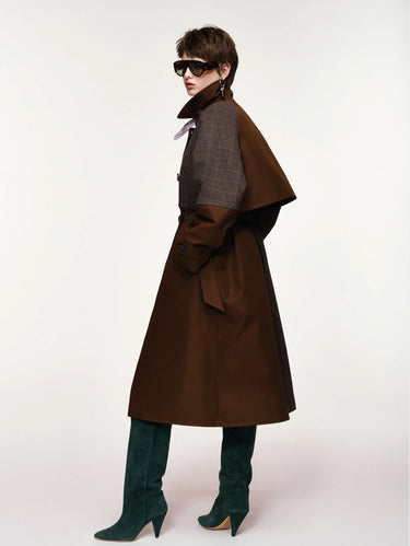 Trench Doppiopetto Color Block Marrone/Grigio