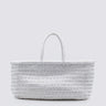 DRAGON DIFFUSION-Borsa a Cestino Intrecciato Diagonalmente Bamboo Triple Jump Big Bianco-TRYME Shop