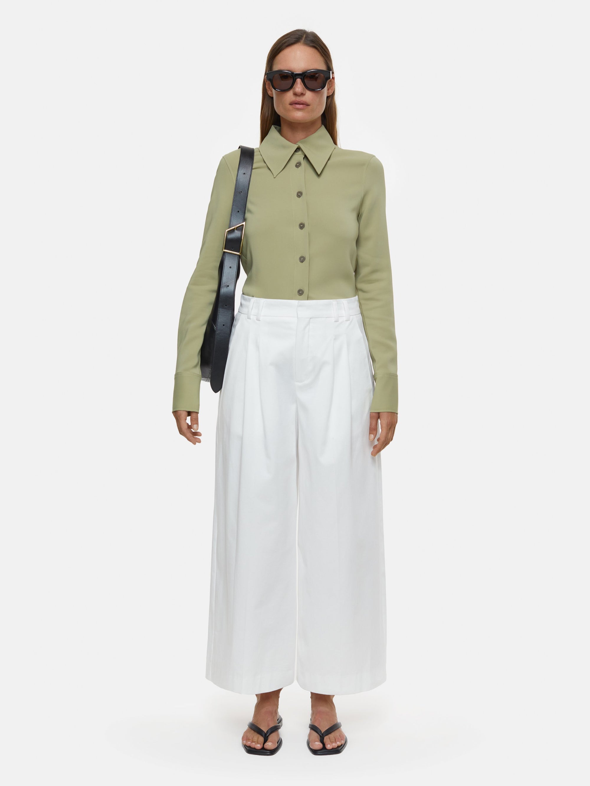 Trona Ivory Wide Trousers with Pleats