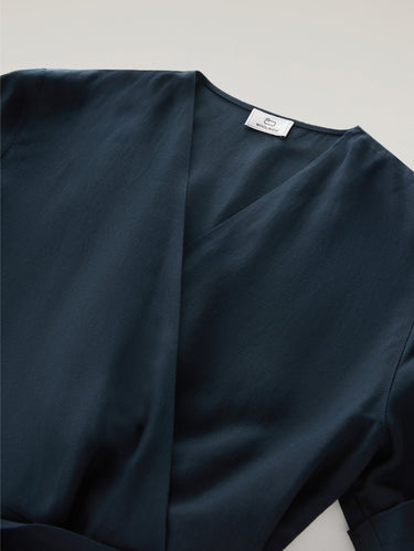 Blauwe Linnen Jumpsuit met V-hals