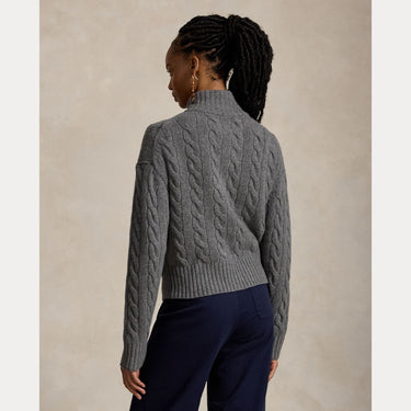 Gestricktes Wollpullover mit halbem Reißverschluss in Grau