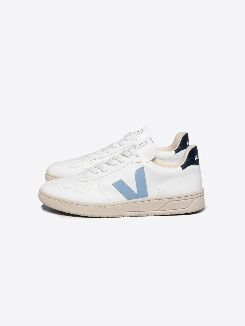 VEJA-Sneaker in Pelle Vegana V-10 Celeste/Blu-TRYME Shop