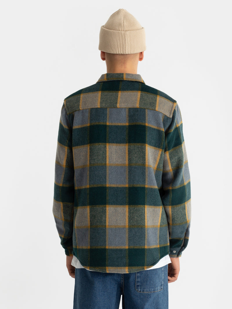 Overshirt con Stampa Quadri Verde