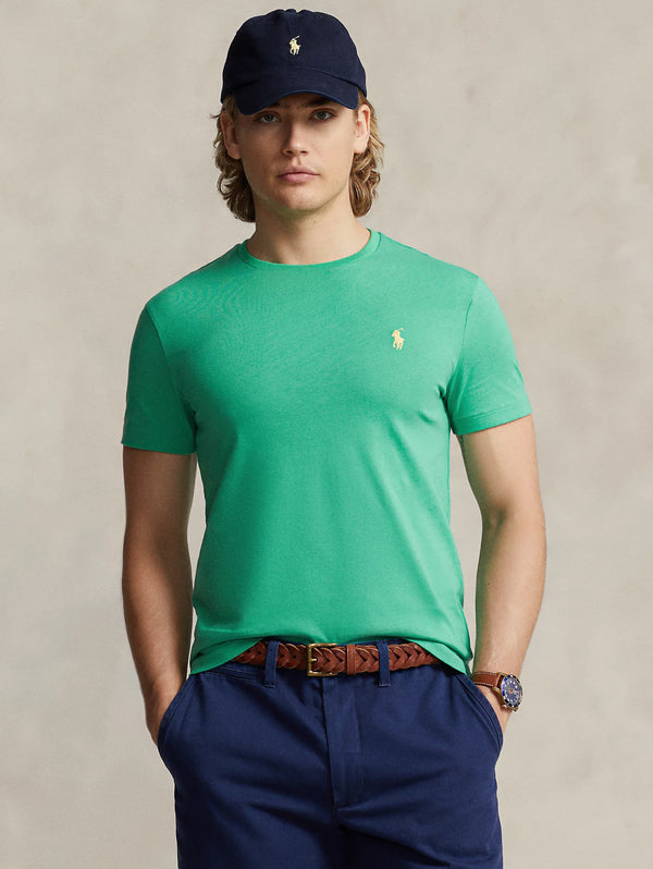 RALPH LAUREN-T-shirt Girocollo Custom Slim Fit Verde-TRYME Shop