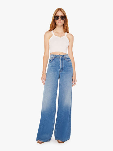 Palazzo-Jeans mit hoher Taille Mittelblau