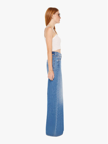 Palazzo-Jeans mit hoher Taille Mittelblau