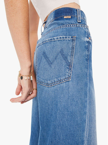 Palazzo-Jeans mit hoher Taille Mittelblau