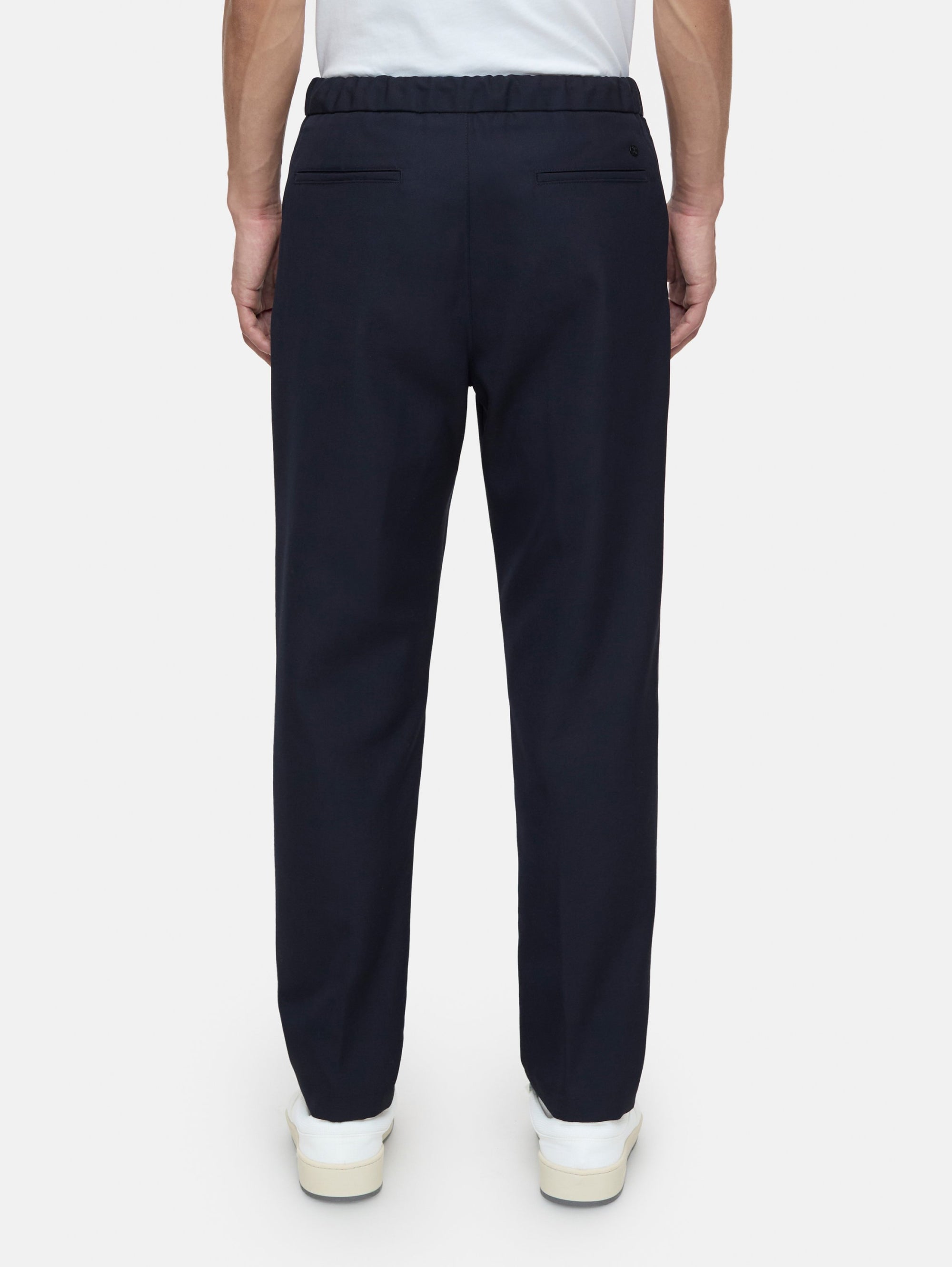 Trousers with Drawstring in Blue Cool Wool