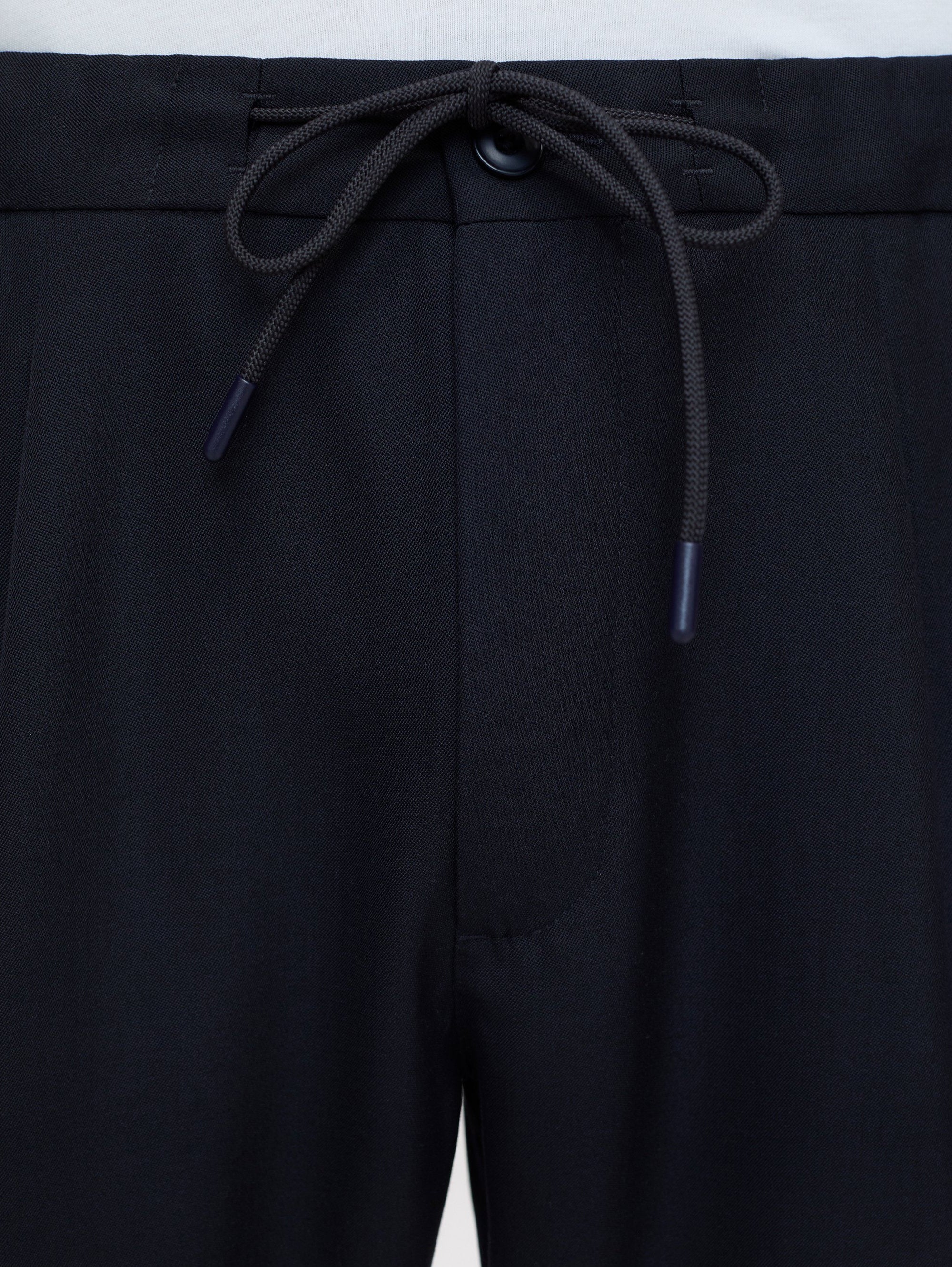 Trousers with Drawstring in Blue Cool Wool
