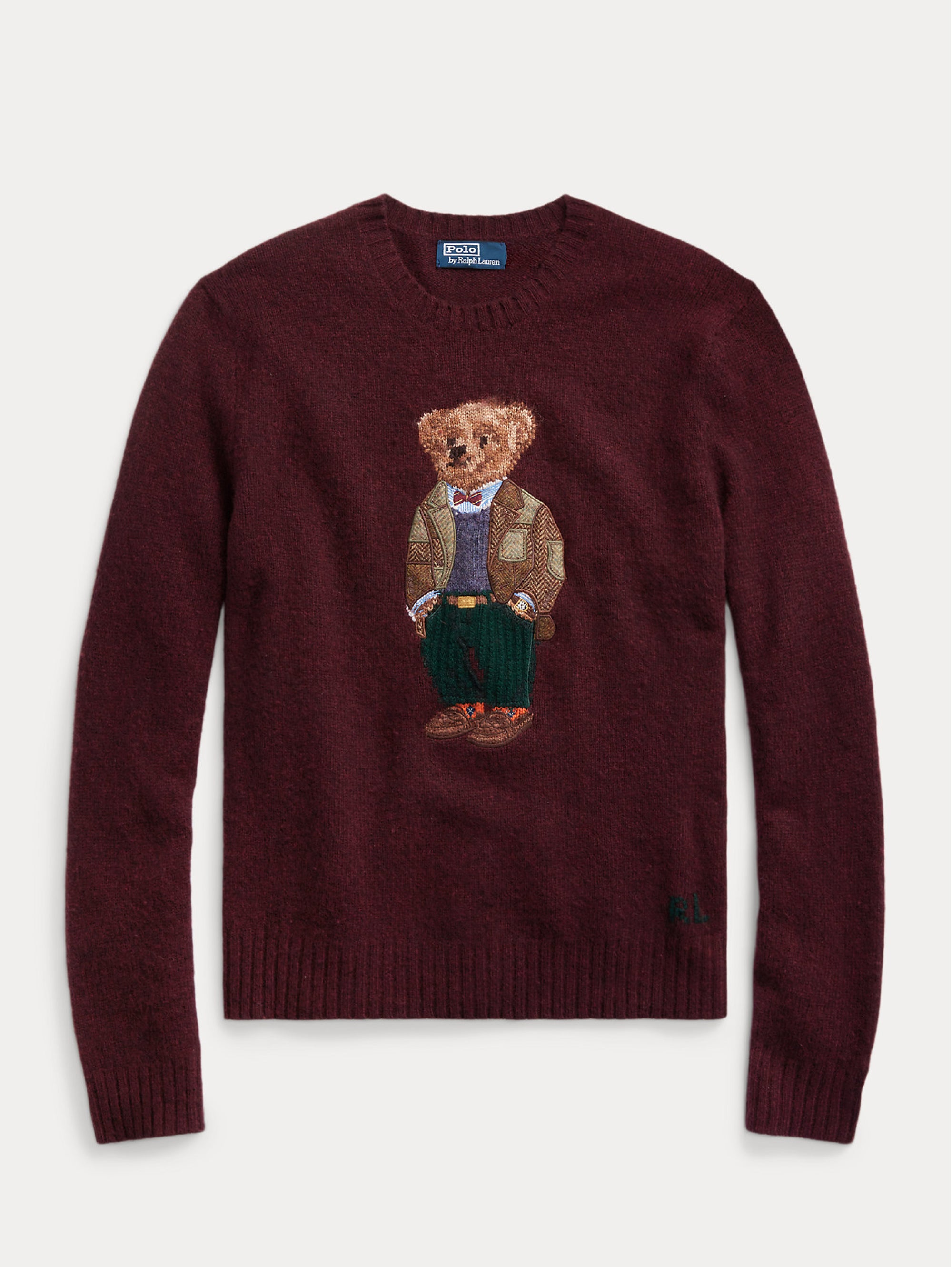 Wool and Cashmere sweater with Polo Bear Wine