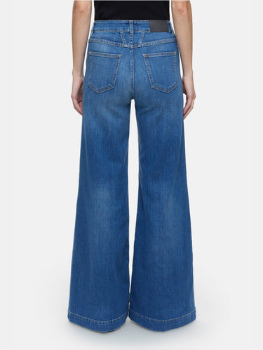 Denim mit weitem Bein Mittelblau