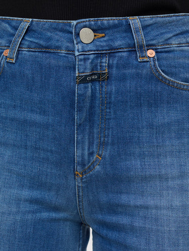 Denim mit weitem Bein Mittelblau