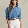 RALPH LAUREN-Camicia in Leggero Twill Ampia e Corta Blu-TRYME Shop