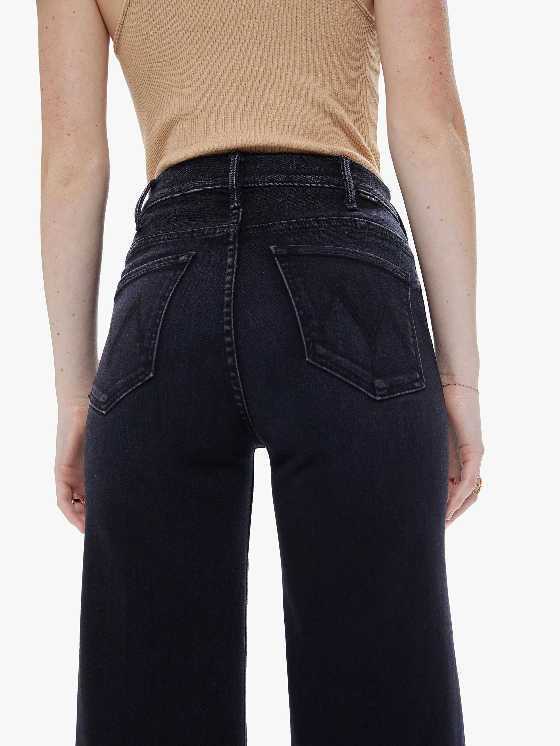 Schwarze Flare-Jeans mit hoher Taille