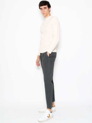 Pantaloni con Pince ed Elastico in Vita Antracite