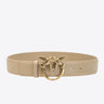 PINKO-Cintura in Pelle con Fibbia Oro Beige-TRYME Shop