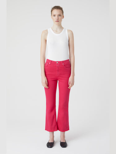 Raspberry Pink High Waist Cropped Jeans