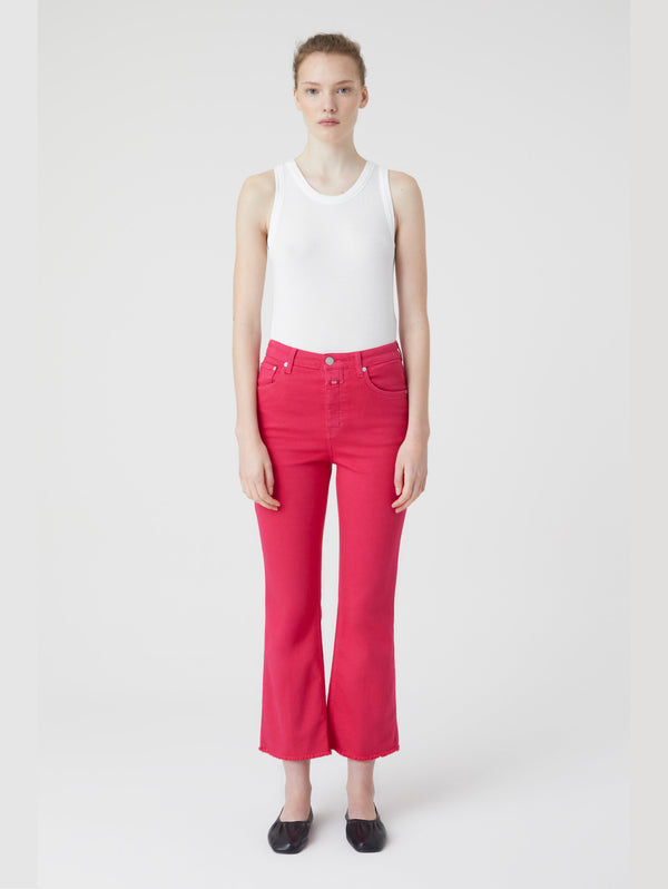 Jeans Cropped con Vita Alta Rasperry Pink