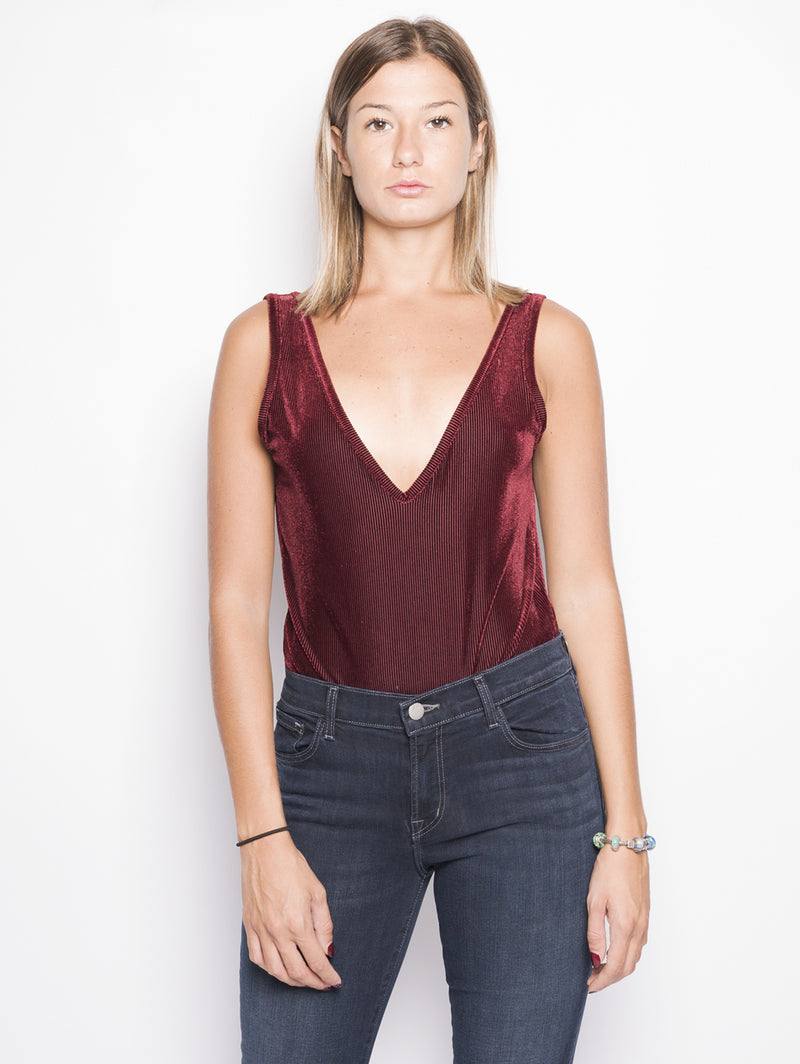 WEILI ZHENG-Body in velluto a coste Bordeaux-TRYME Shop