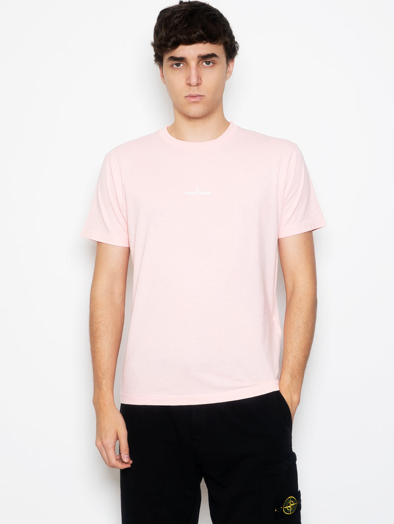 STONE ISLAND-T-shirt Girocollo con Stampa Istituzionale Rosa-TRYME Shop