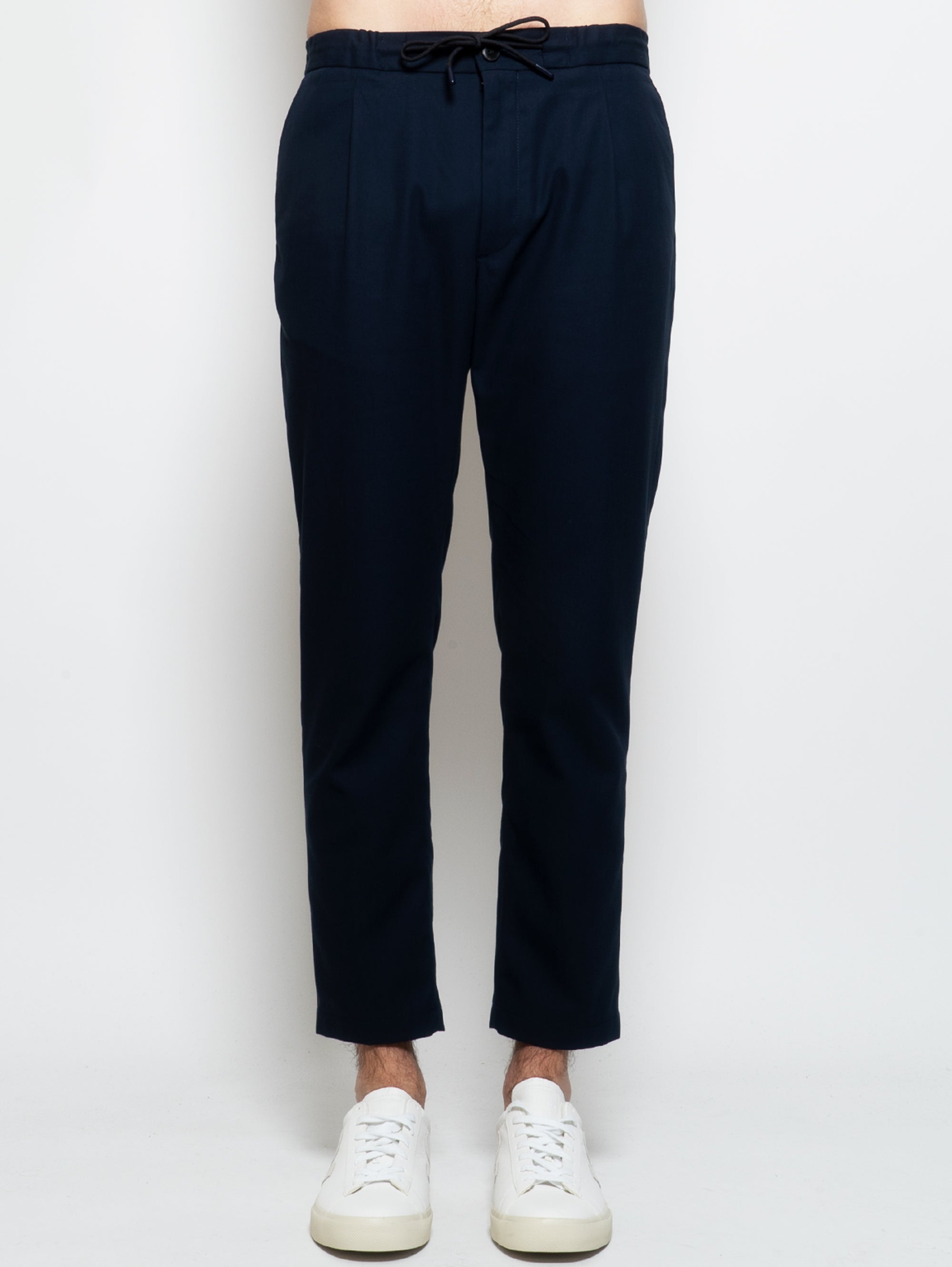 CLOSED-Pantaloni con Pince ed Elastico in Vita Blu-TRYME Shop