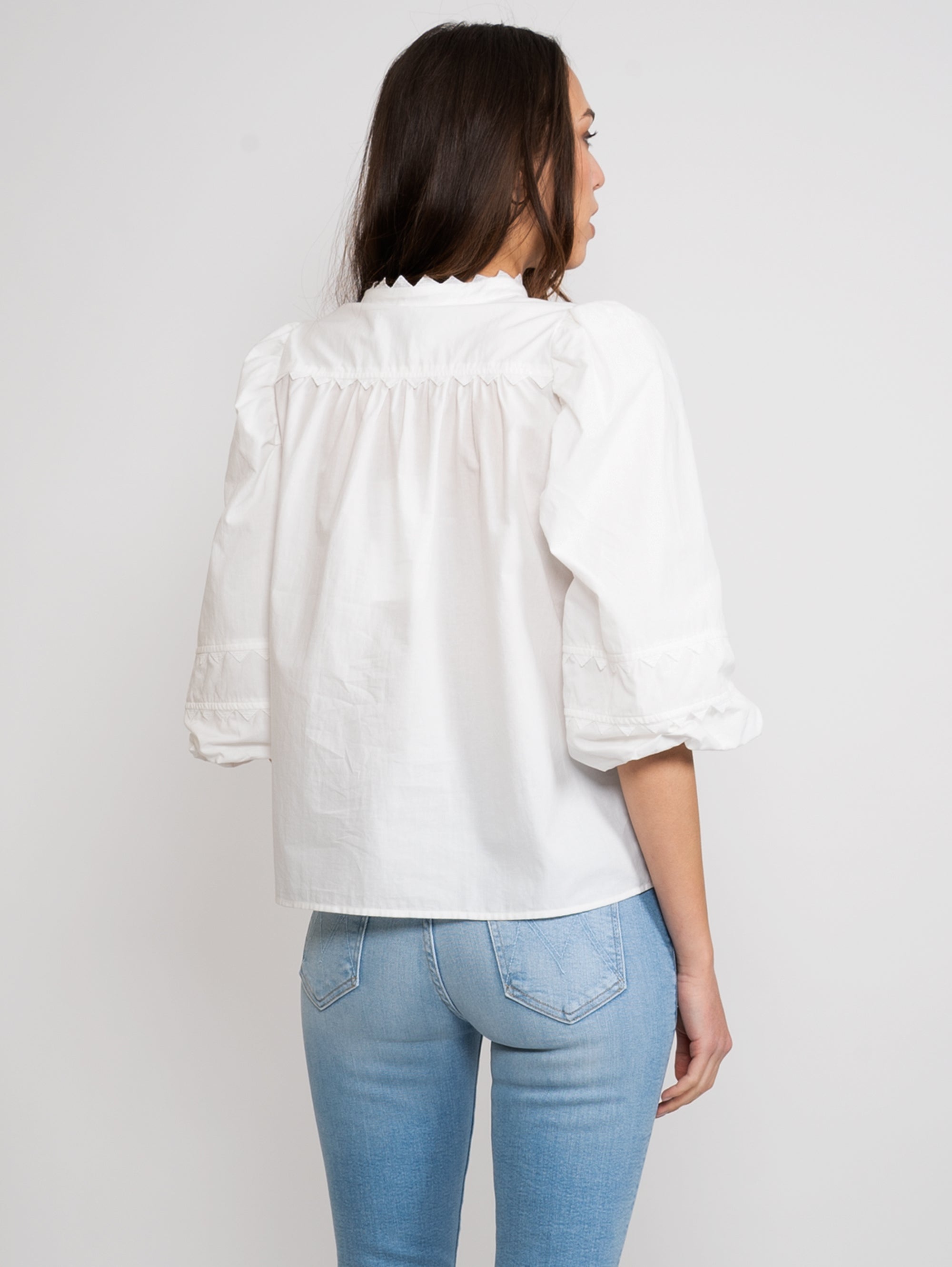 Blouse with White Balloon Sleeves