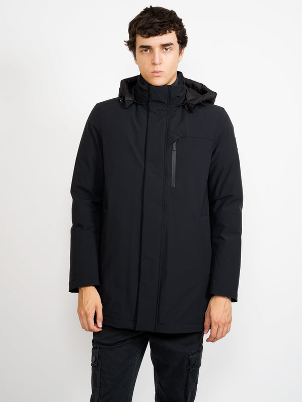 WOOLRICH-Parka Mountain in Tessuto Stretch Nero-TRYME Shop