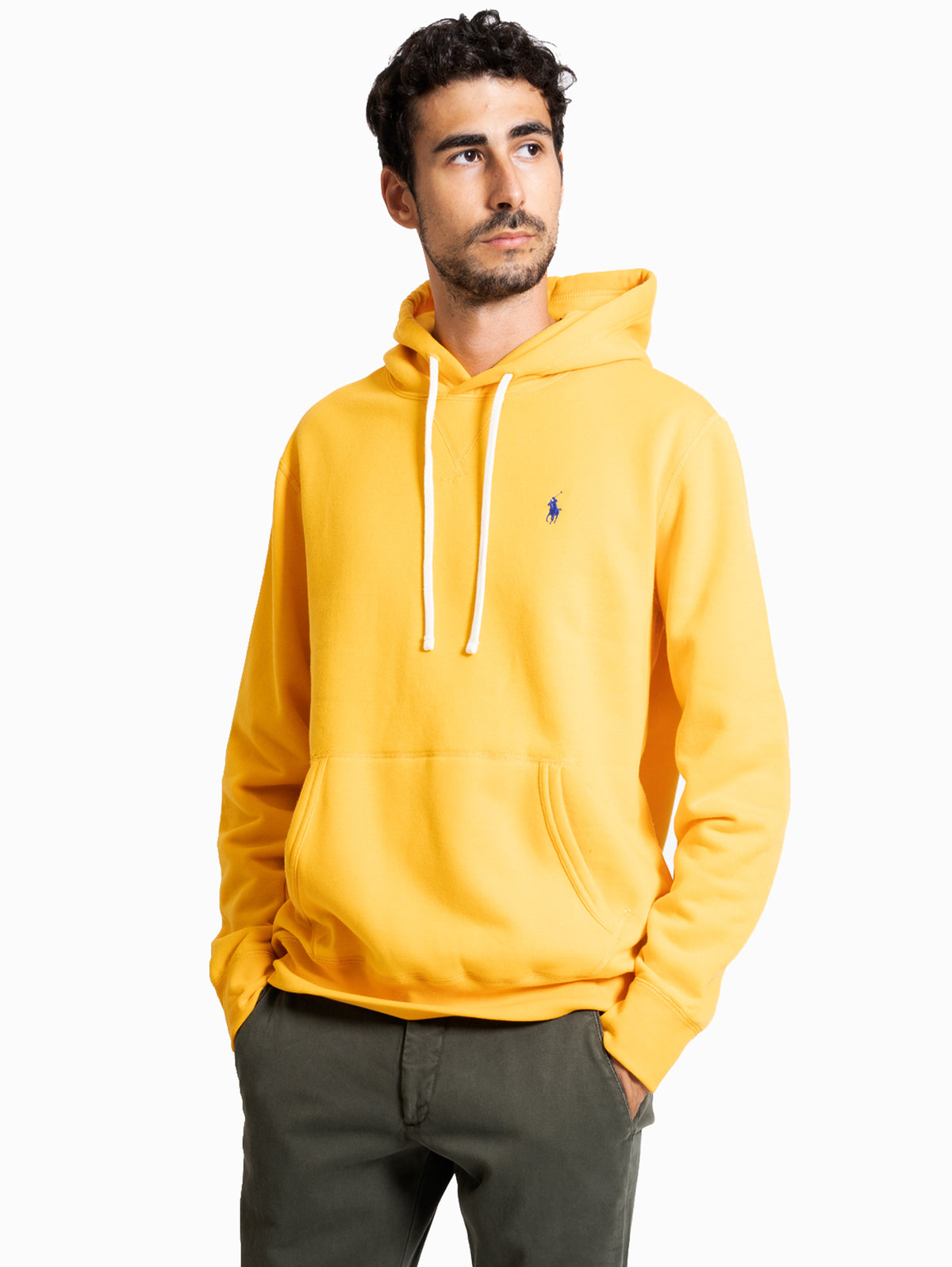 Felpa Con Cappuccio Uomo Giallo Fluorescente Sci Snowboard, Invernale Calda E Sportiva