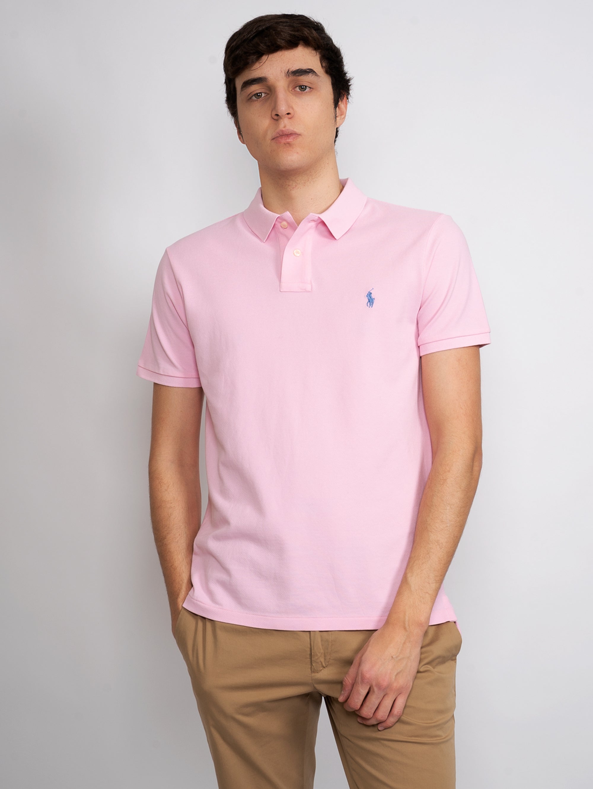Polo in Piquet Slim Fit Rosa