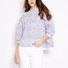TWIN SET-Camicia a Righe in Sangallo Neve/Indaco-TRYME Shop