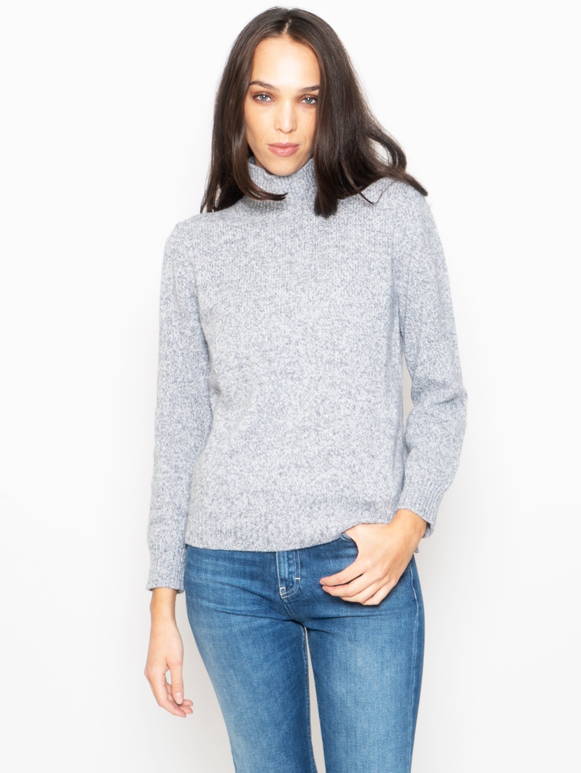 Gray Mélange High Neck Sweater