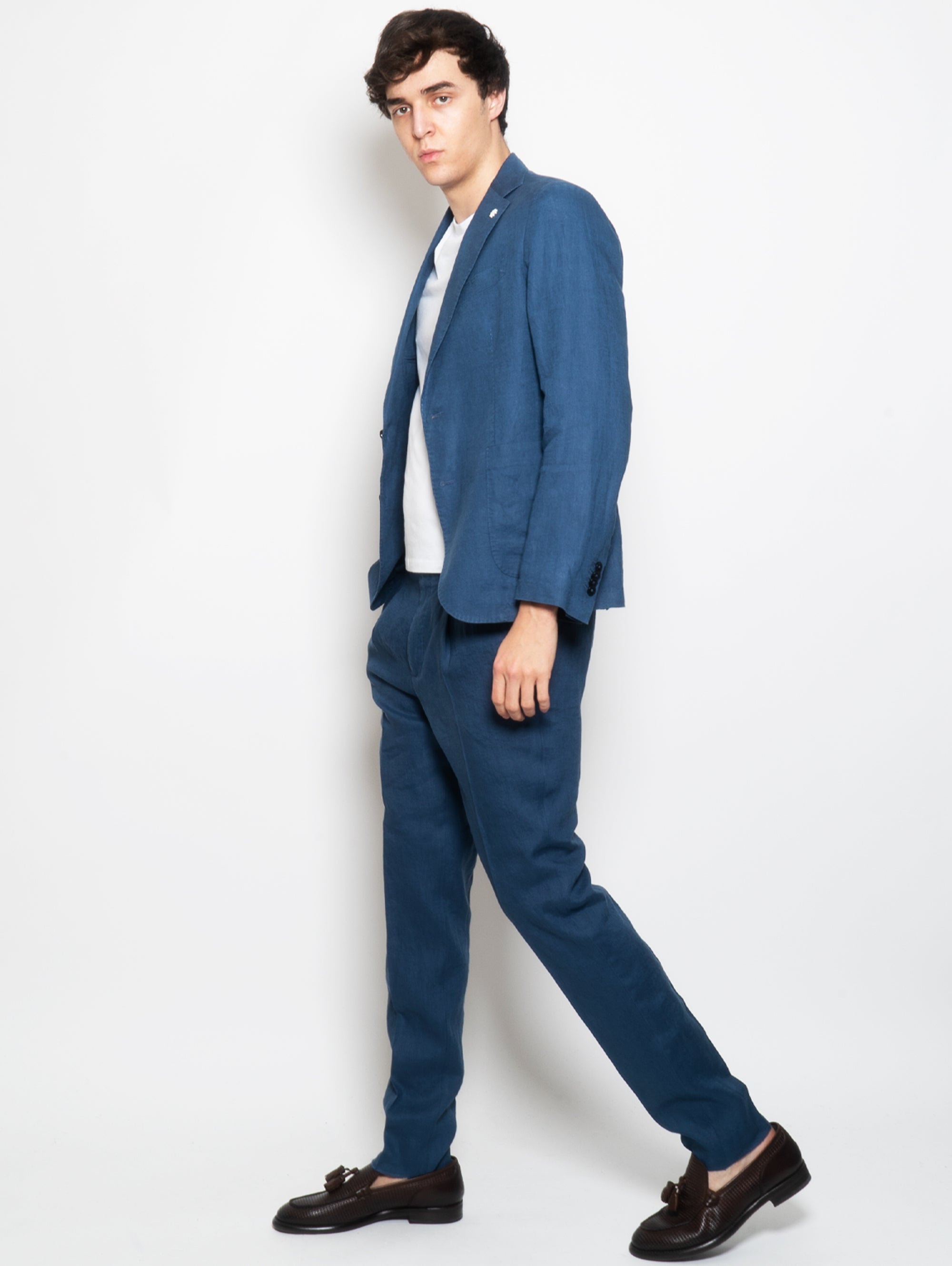 Light Blue Washed Linen Suit
