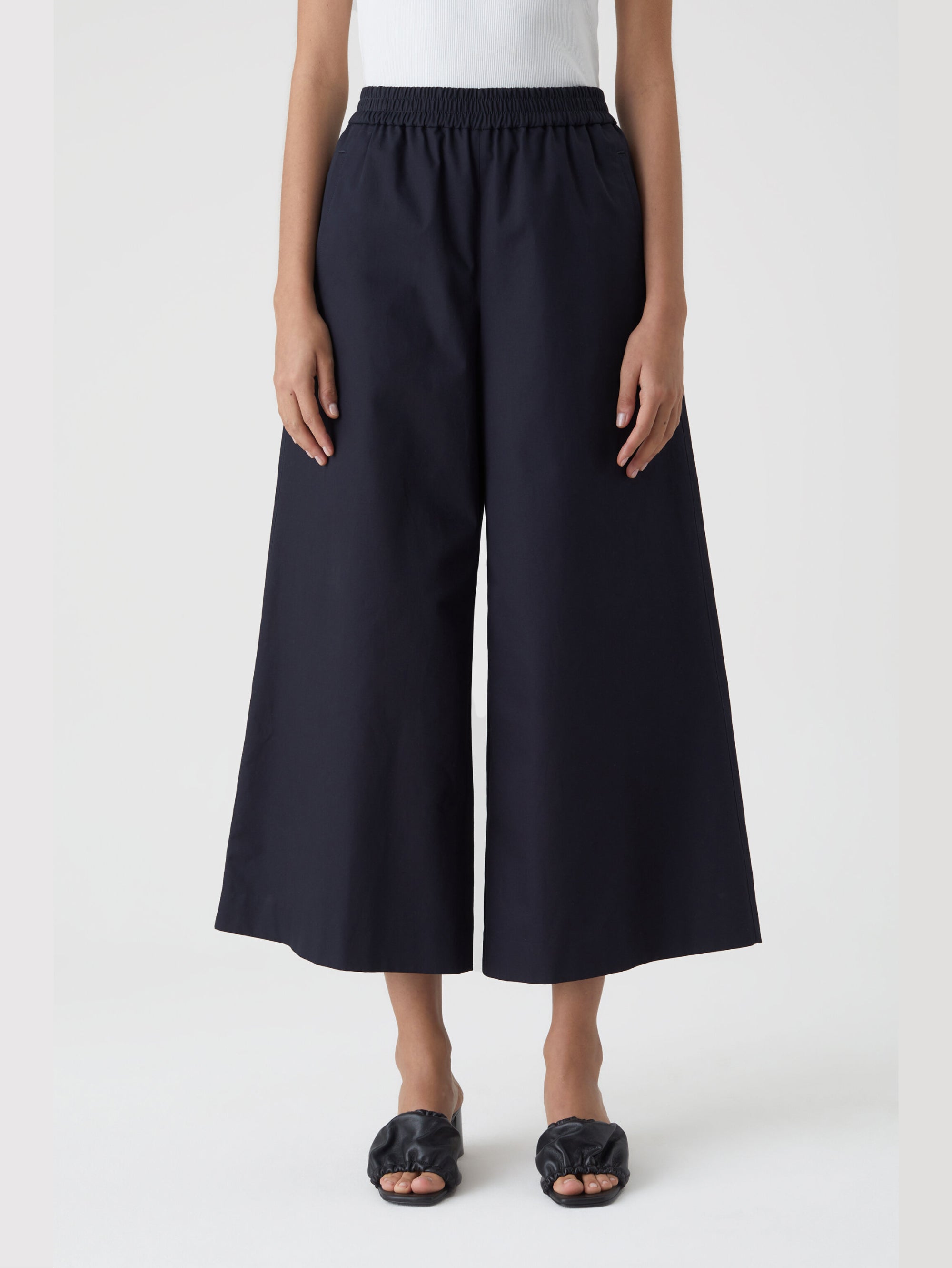 CLOSED-Pantaloni Cropped in Twill di Cotone Blu-TRYME Shop