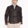 VOLFAGLI-Biker in pelle imbottito Marrone-TRYME Shop