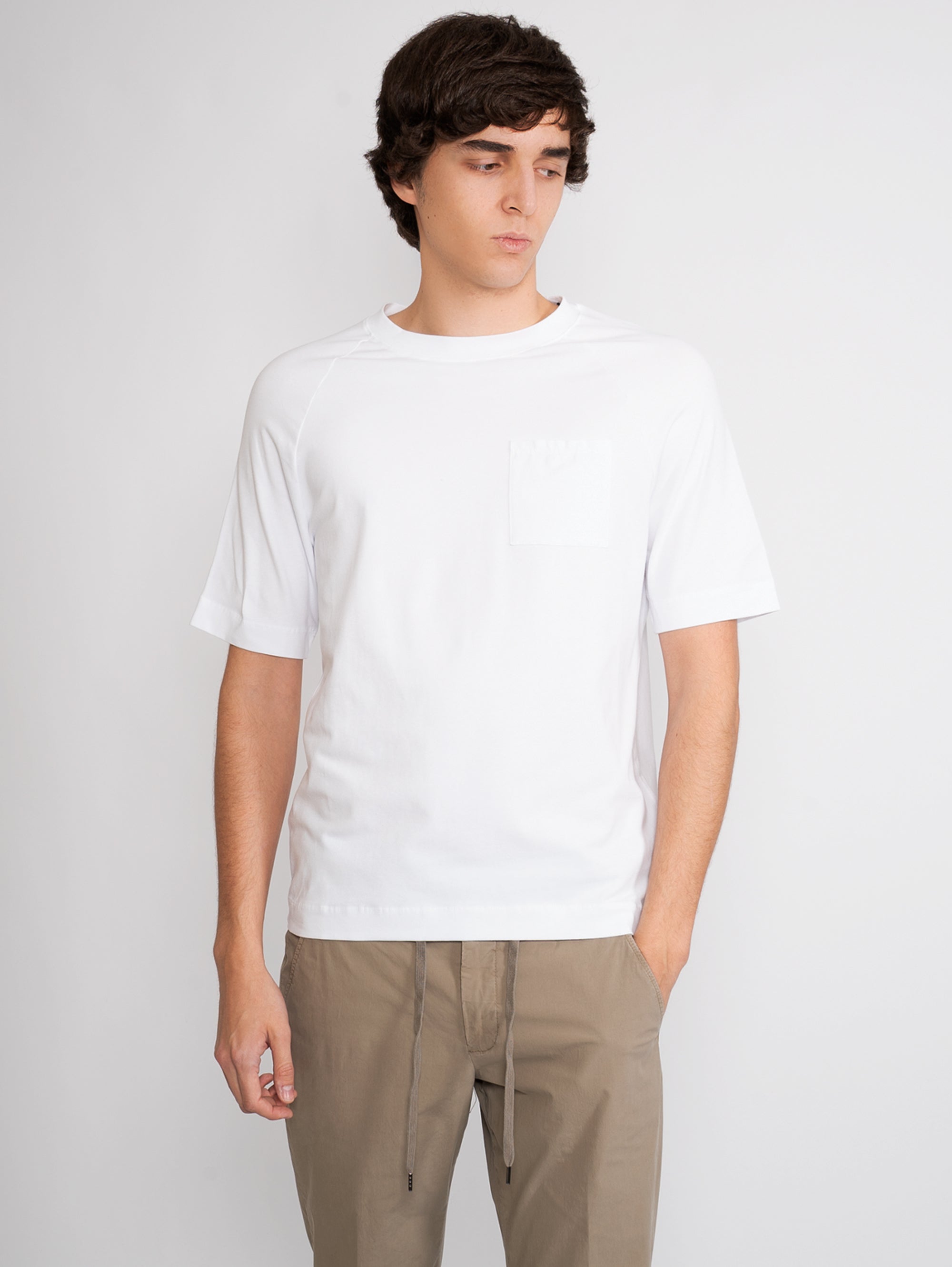 ALPHA STUDIO-T-shirt con Taschino Bianco-TRYME Shop