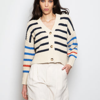 MUNTHE-Cardigan a Righe in Maglia Avorio-TRYME Shop