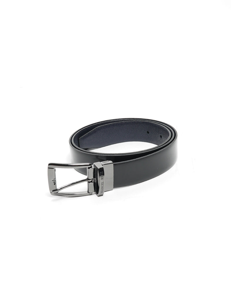 MANUEL RITZ-Cintura in pelle reversibile Blu / Nero-TRYME Shop