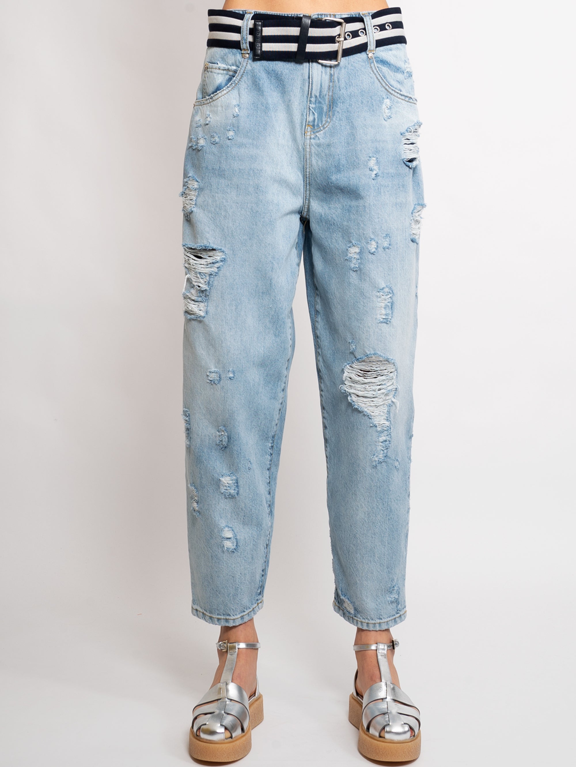 PINKO-Jeans con Strappi Blu-TRYME Shop