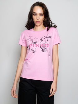 PINKO-T-shirt Con Stampa Rabbit Rosa-TRYME Shop