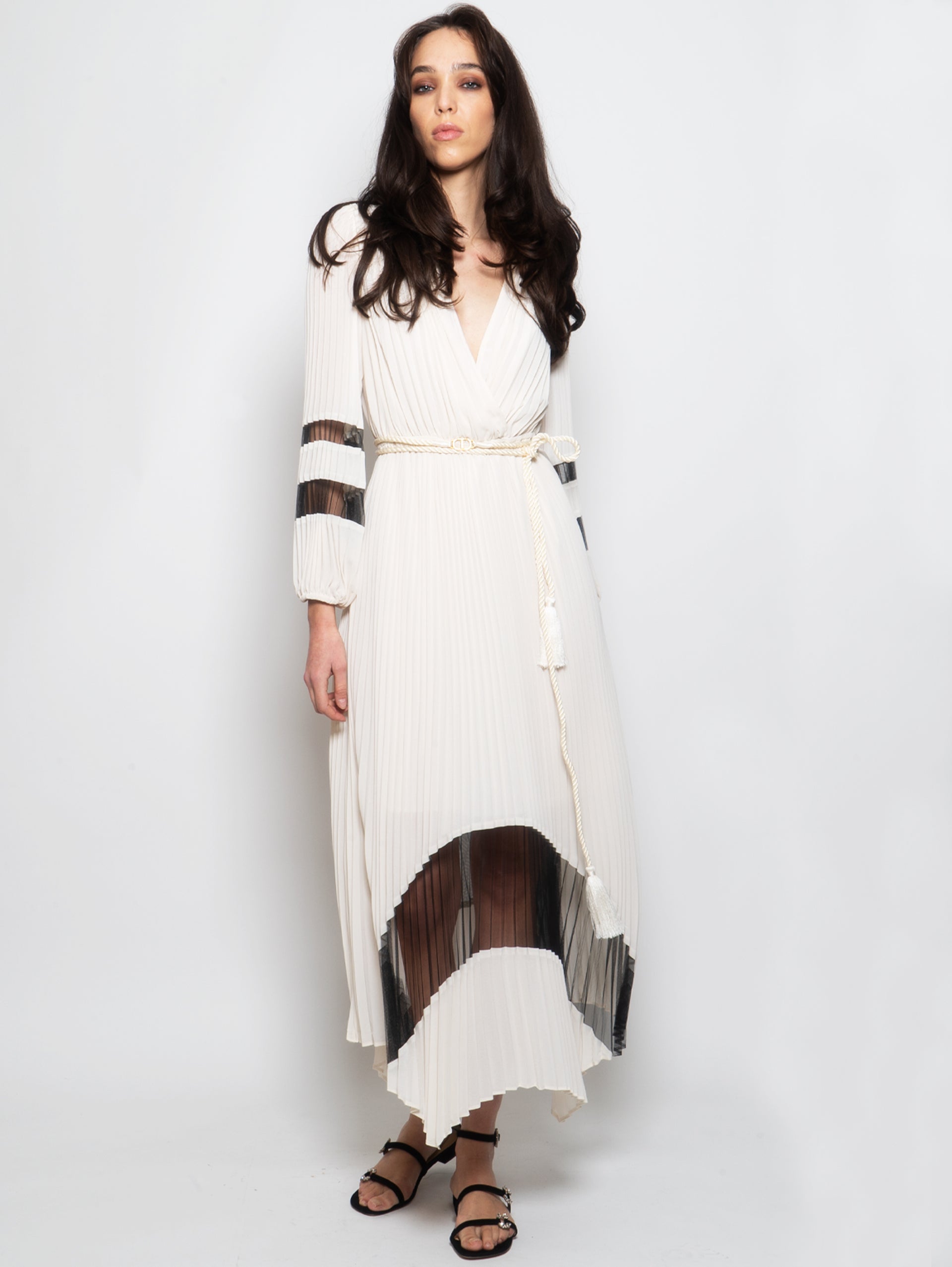 Abito Lungo Vestito Bianco E Nero Twin Set Abito Twin Set Bianco E