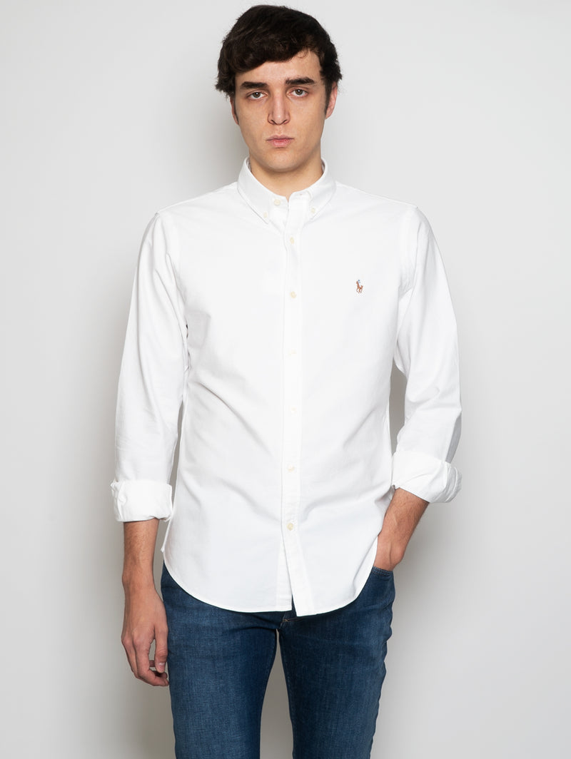 RALPH LAUREN-Camicia Oxford Slim Fit Bianco-TRYME Shop