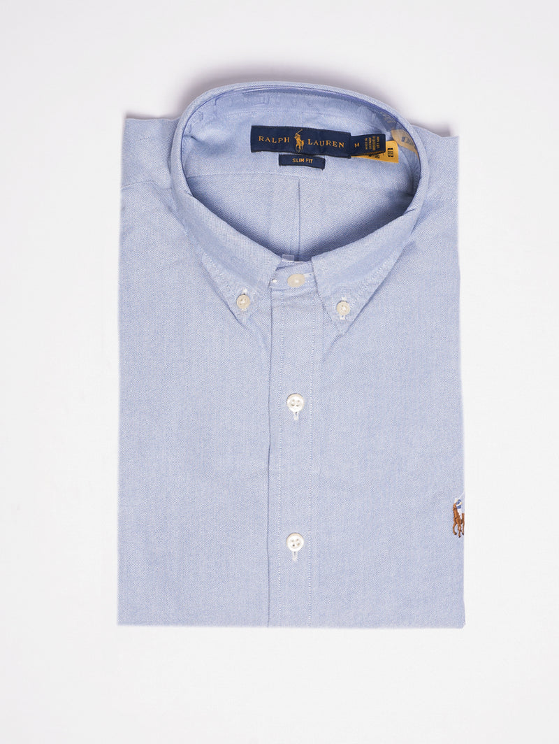 RALPH LAUREN-Camicia Oxford Slim Fit Blu-TRYME Shop