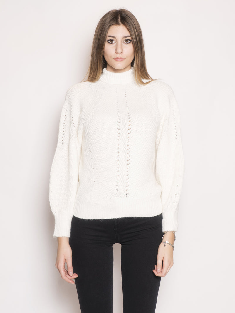PINKO-Pullover a Costa Inglese Mega Mix Bianco-TRYME Shop