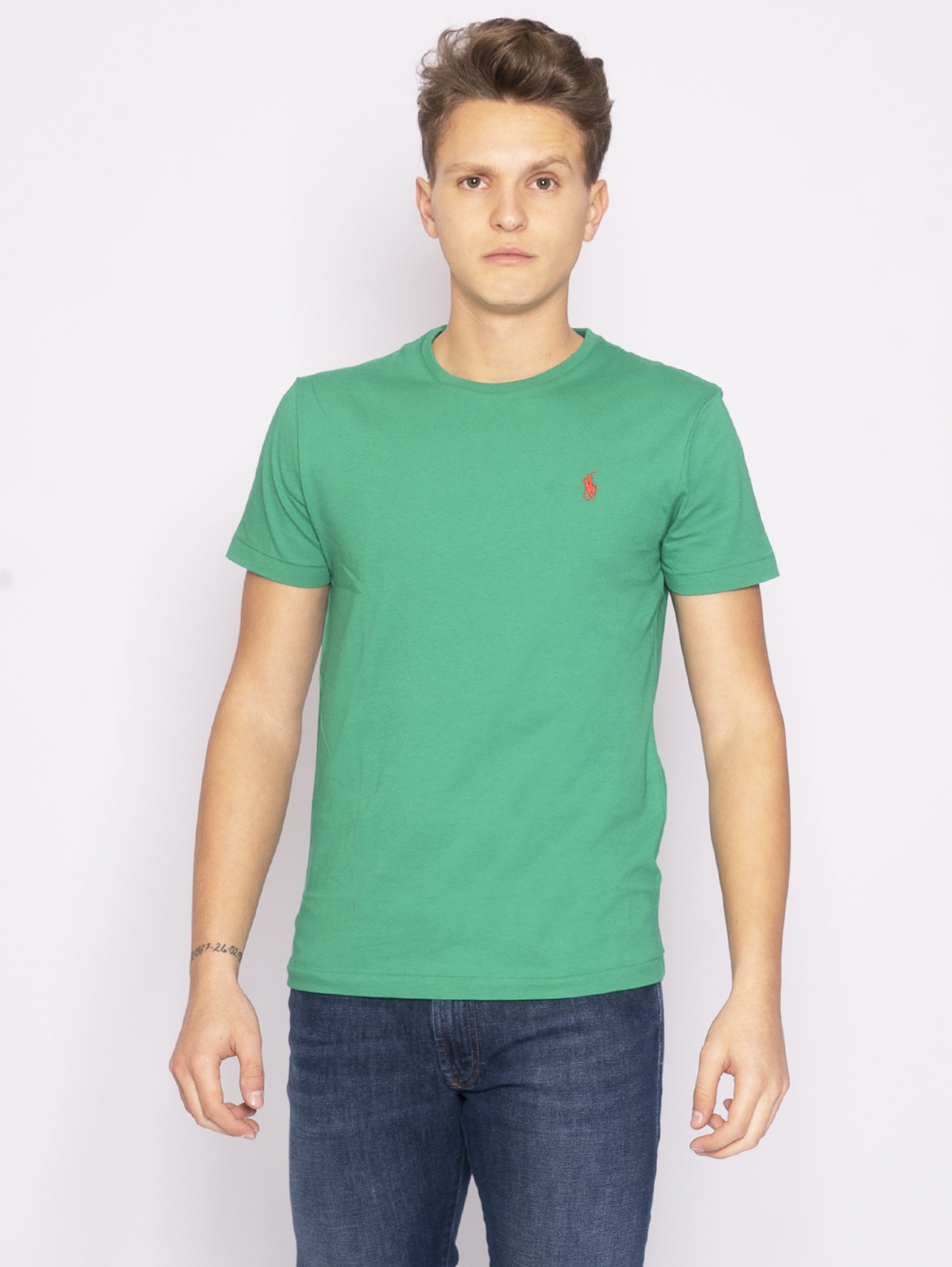 RALPH LAUREN-T-shirt Girocollo Custom Verde-TRYME Shop