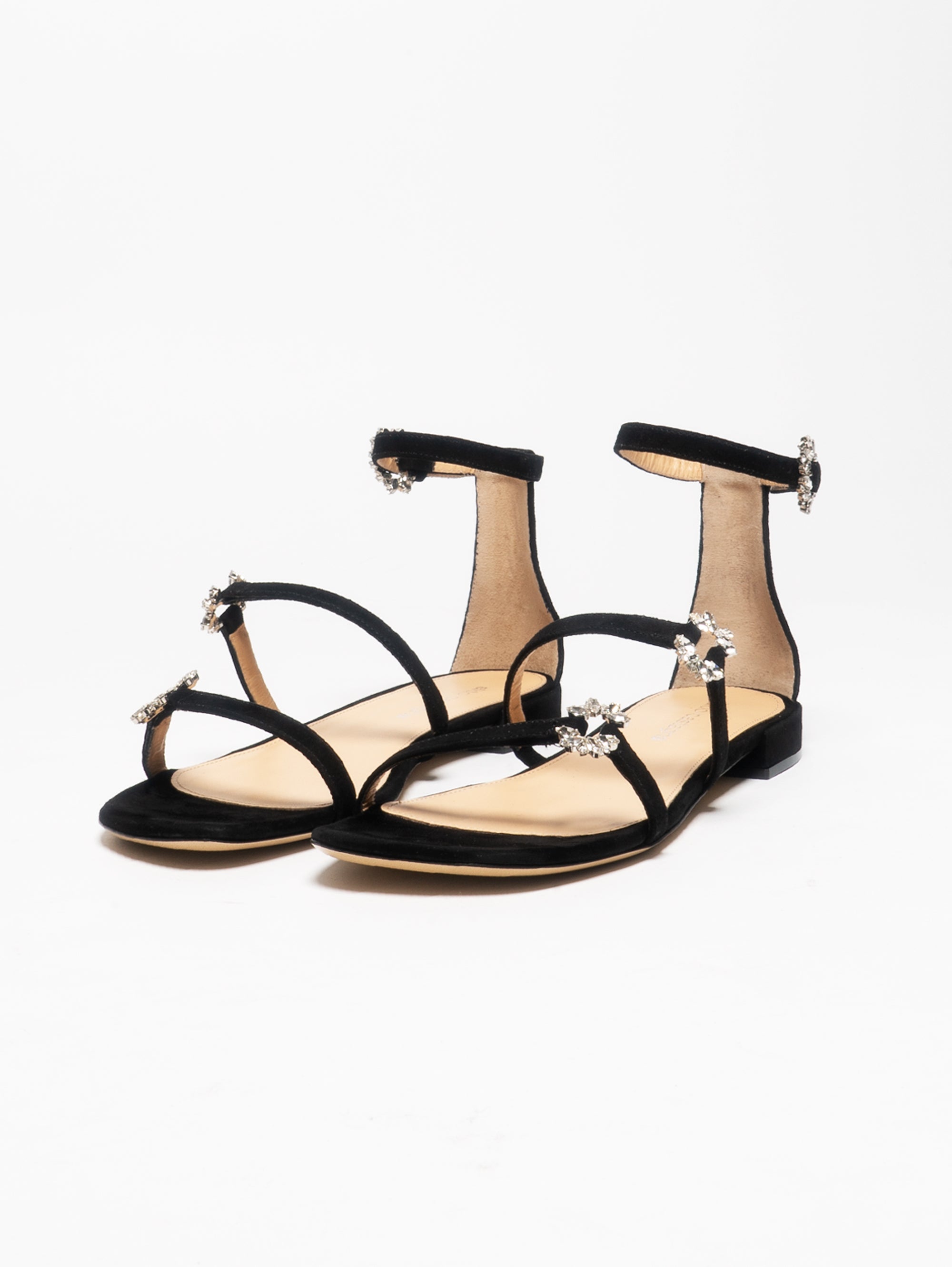 Low Sandal with Black Jewel Details