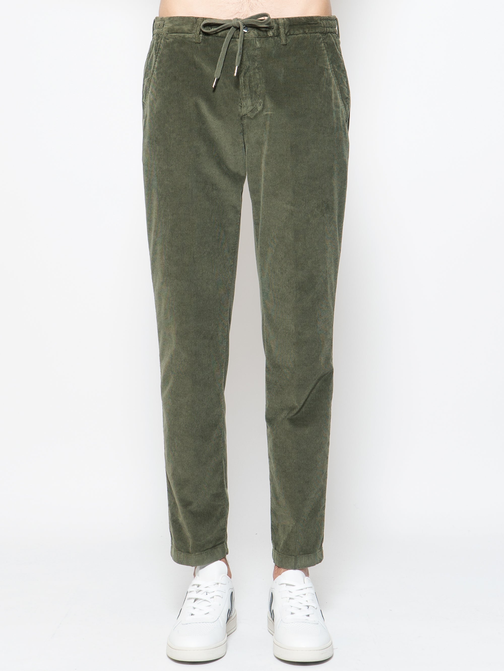 BRIGLIA 1949-Pantaloni in Velluto con Laccio Verde-TRYME Shop