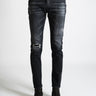 JOHN RICHMOND-Jeans con Strappi e Toppe Denim Black-TRYME Shop